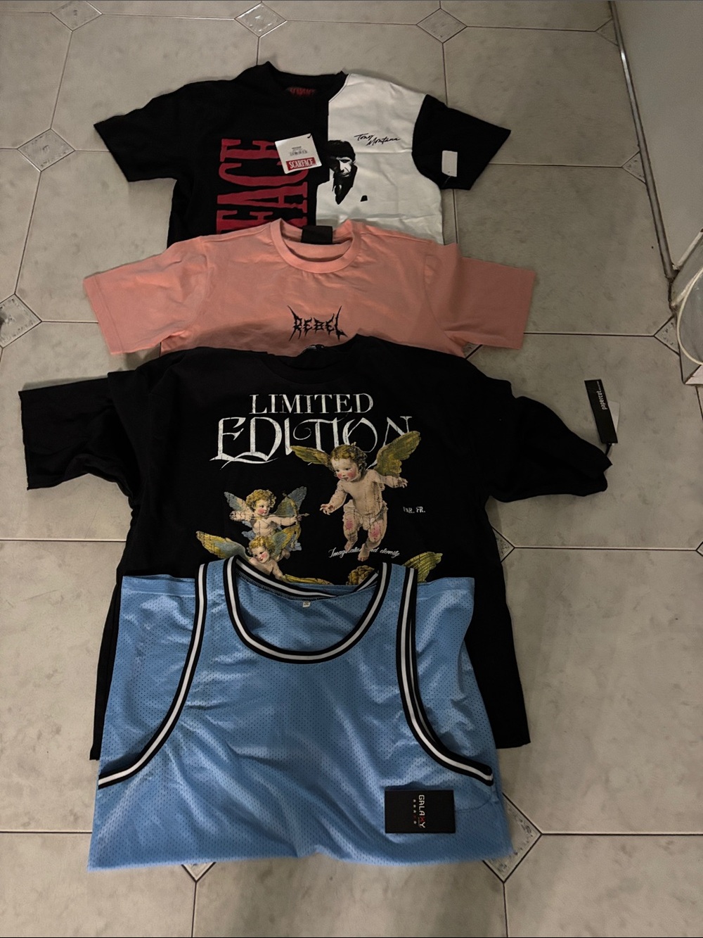 Limited Too Black Graphic 'Limited Edition' Shirt with Cherub Design as is